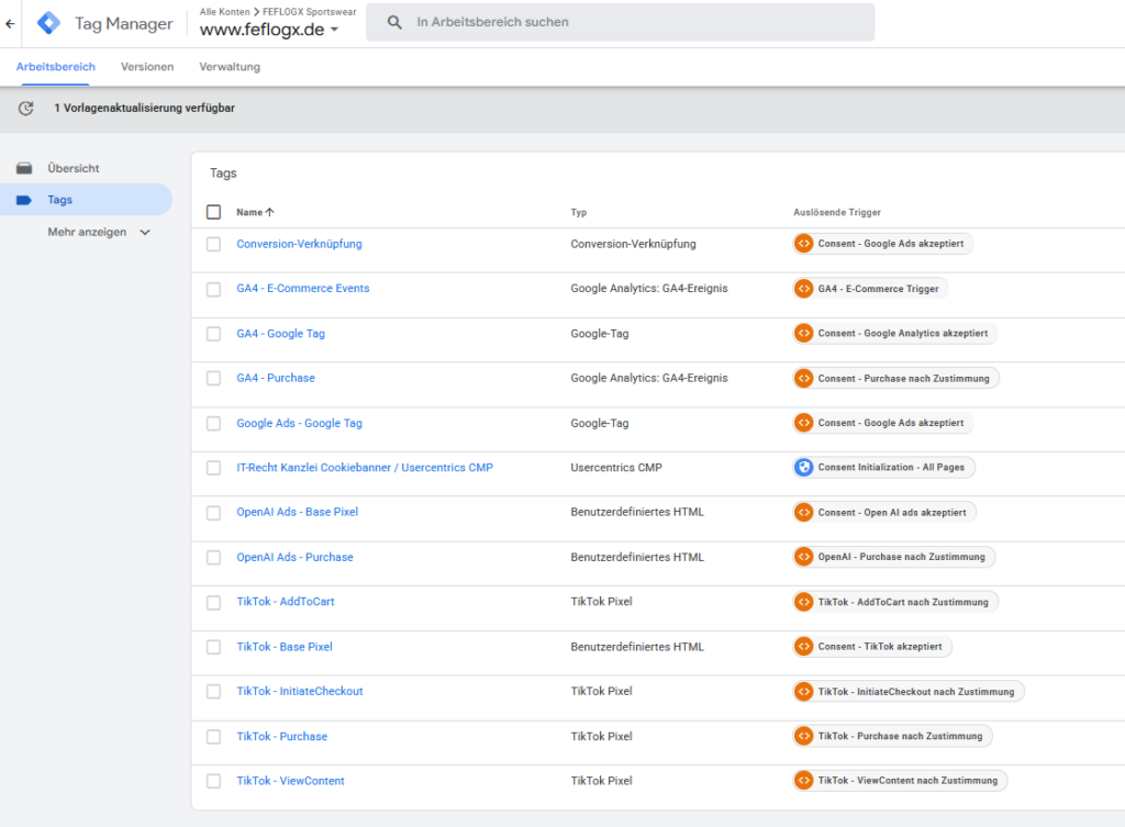 FEFLOGX Tracking im Google Tag Manager